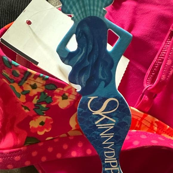 BNWT Skinny Dippers Crushin Kiara Pink Floral Two Piece Bathing Suit. Medium - Picture 7 of 9